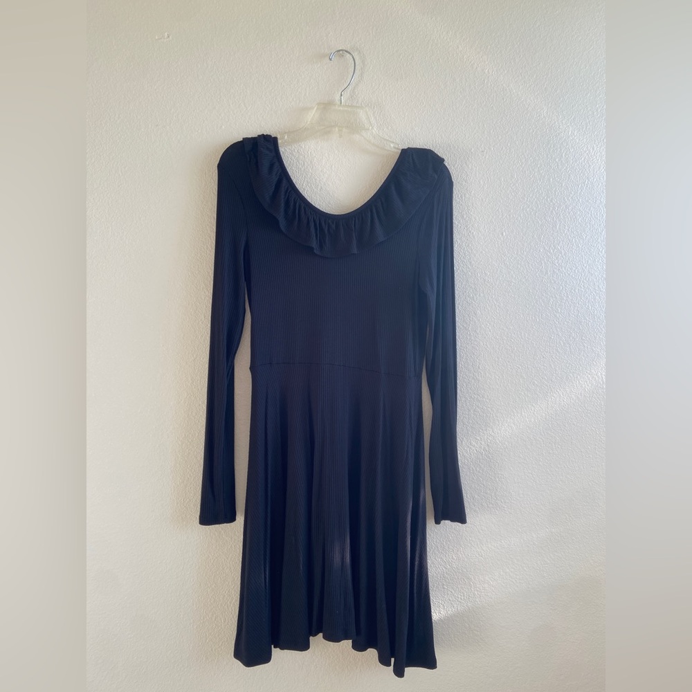 Black Long Sleeve Ruffle Dress for Girls